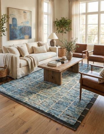 5' 9 x 7' 6 Hand Knotted Moroccan Wool Rug