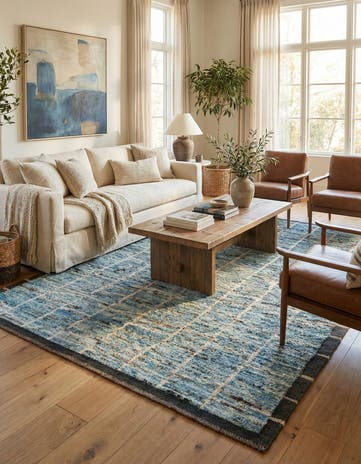 5' 9 x 7' 6 Hand Knotted Moroccan Wool Rug