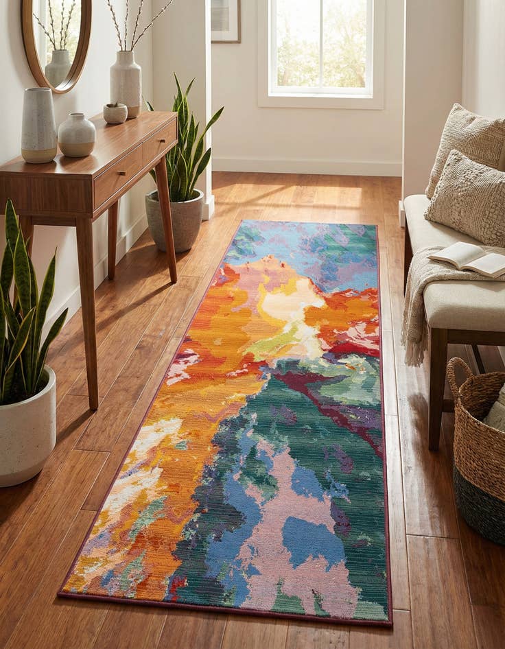 Detail image of 2' 7 x 12'  Washable Modern Indoor / Outdoor Runner Rug