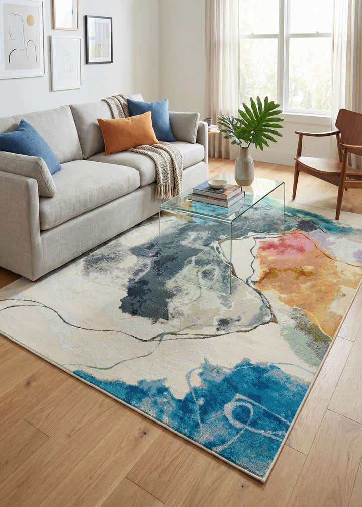 6' 1 x 9' Easy-Clean Modern Indoor / Outdoor Rug