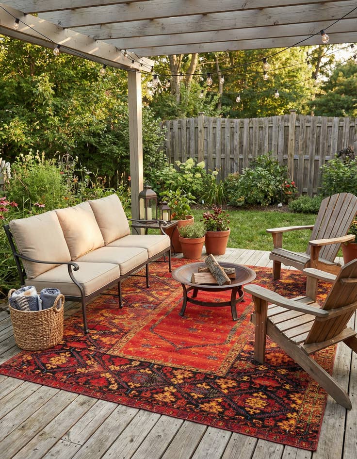 Detail image of 10' x 12'  Washable Tribal Indoor / Outdoor Rug