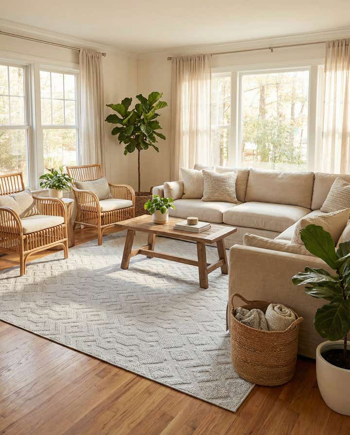 7' 10 x 7' 10 Easy-Clean Trellis Textured Indoor / Outdoor Square Rug