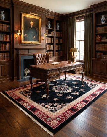 7' x 10' 3 Hand Knotted Carved Pekin Wool Rug