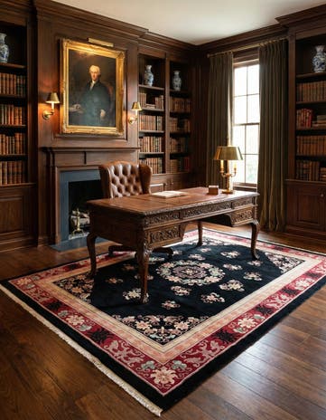 7' x 10' 3 Hand Knotted Carved Pekin Wool Rug