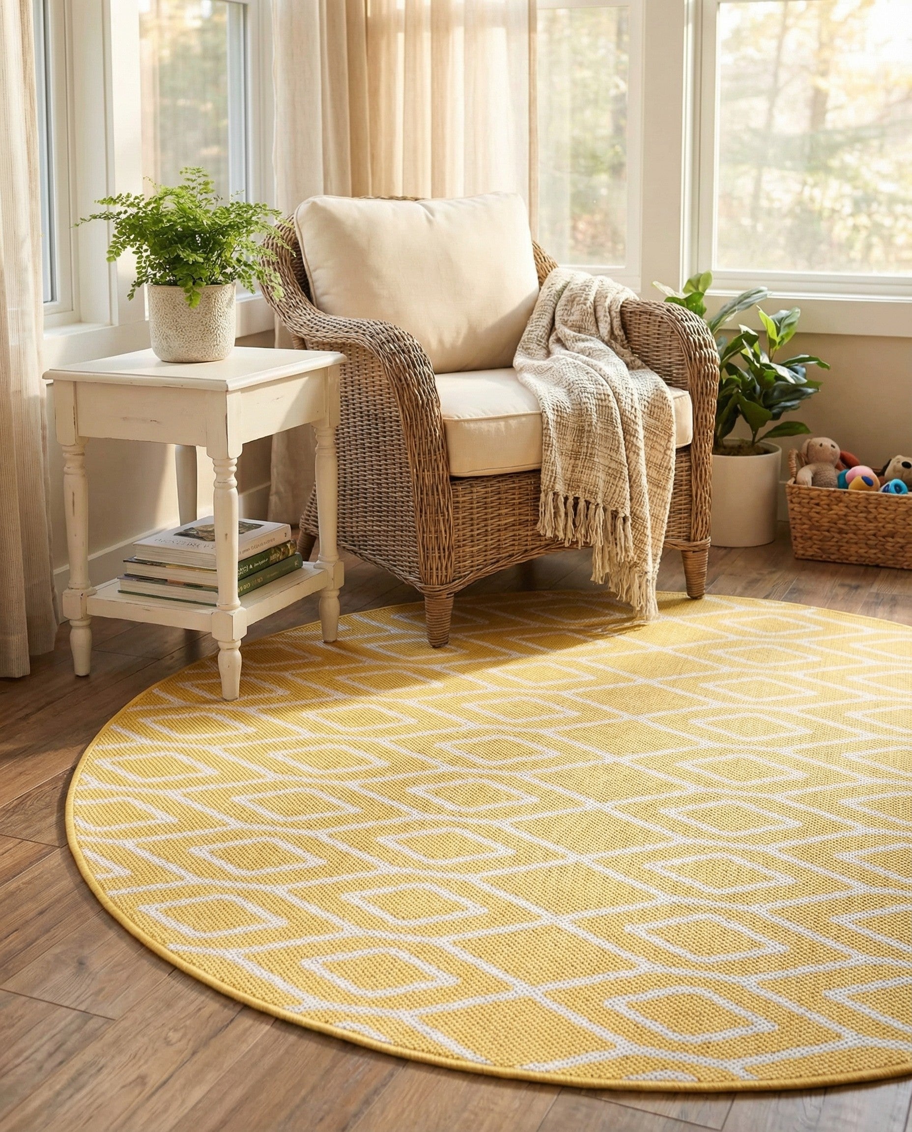 4' x 4' Easy-Clean Jill Zarin Turks and Caicos Indoor / Outdoor Round Rug