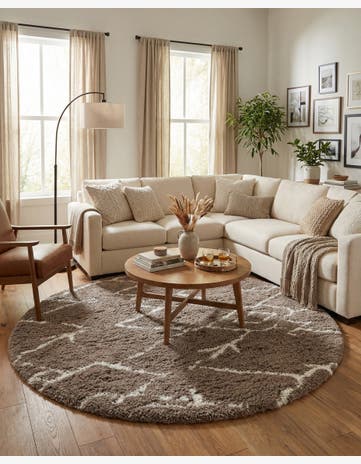 Jet Black Infinity Shag Round Rug