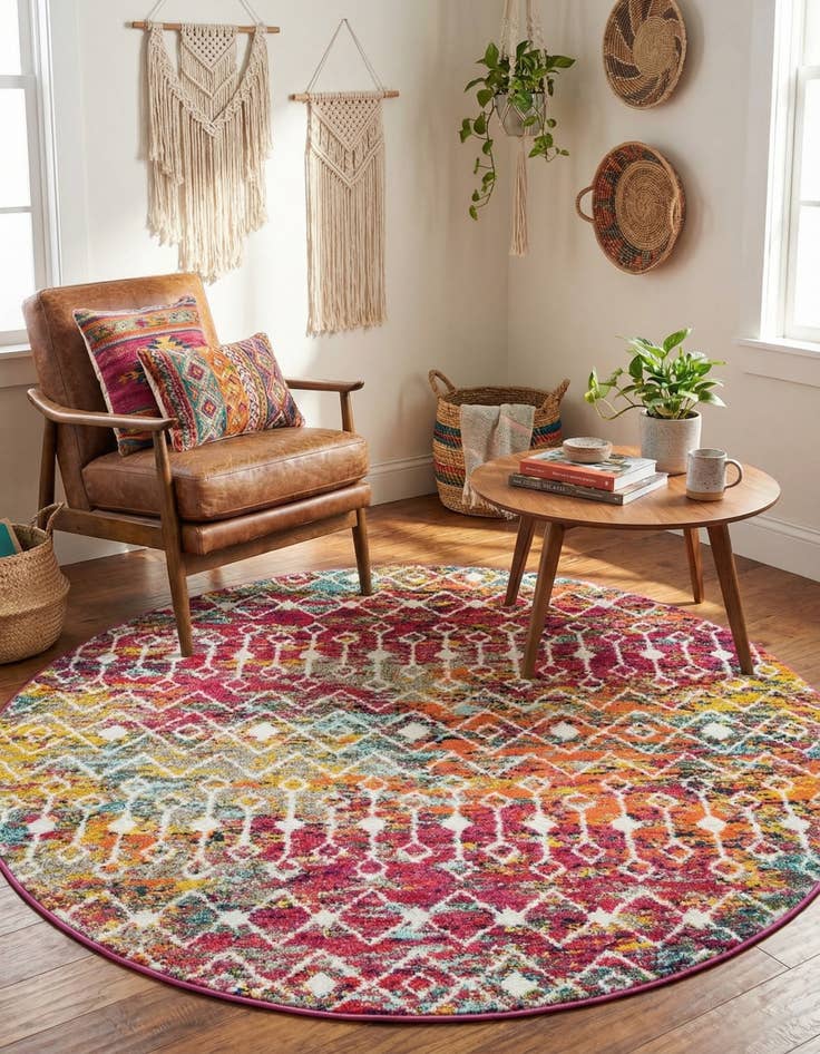 Detail image of 5' 3 x 5' 3 Moroccan Trellis Round Rug