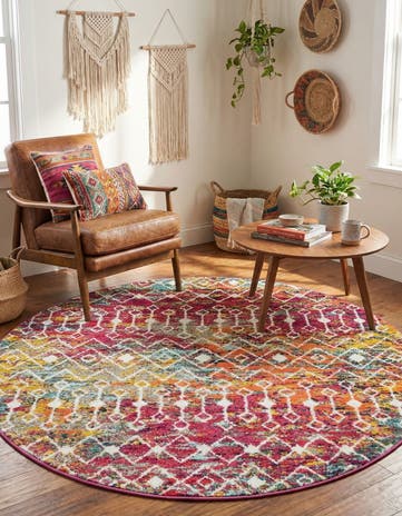 5' 3 x 5' 3 Moroccan Trellis Round Rug