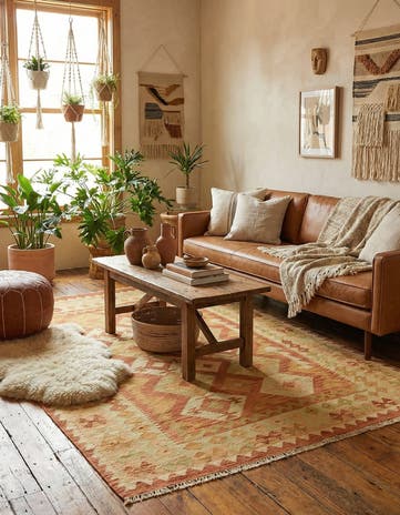 4' 8 x 6' 8 Hand Woven Kilim Waziri Wool Rug