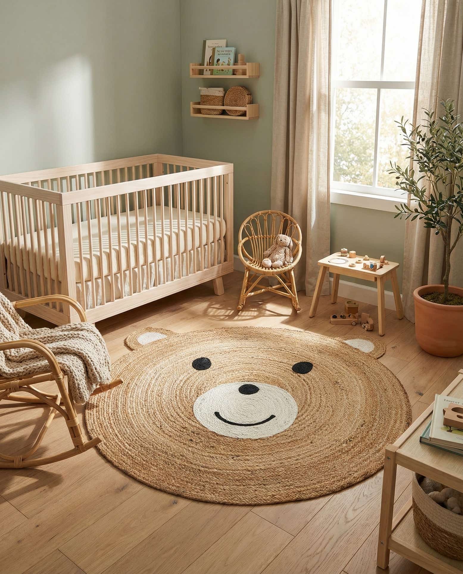 4' 1 x 4' 1 Kids Braided Jute Round Rug