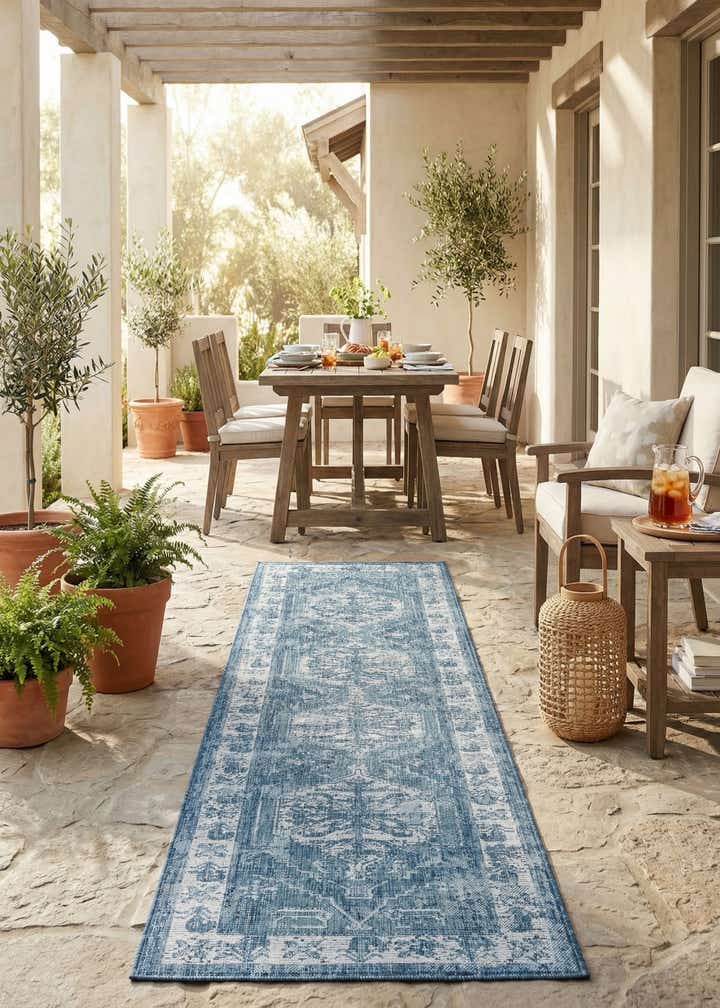 2' 7 x 12' Easy-Clean Traditional Indoor / Outdoor Runner Rug