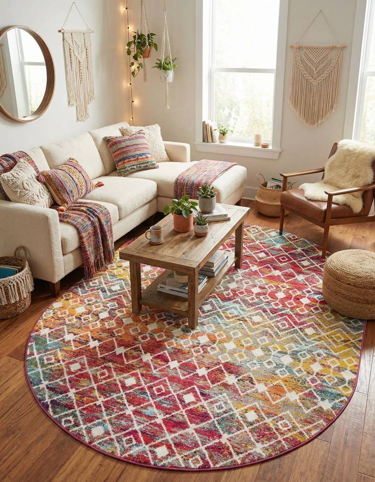 Detail image of 7' 10 x 10' Moroccan Trellis Oval Rug