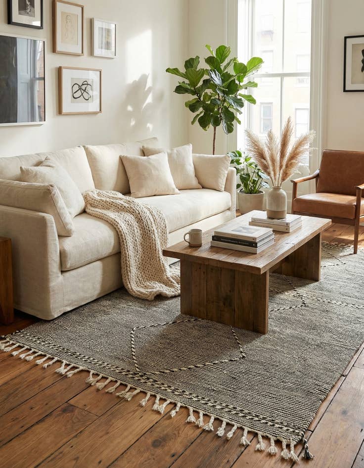 Detail image of 5' 6 x 8' 6  Hand Knotted Moroccan Wool Rug