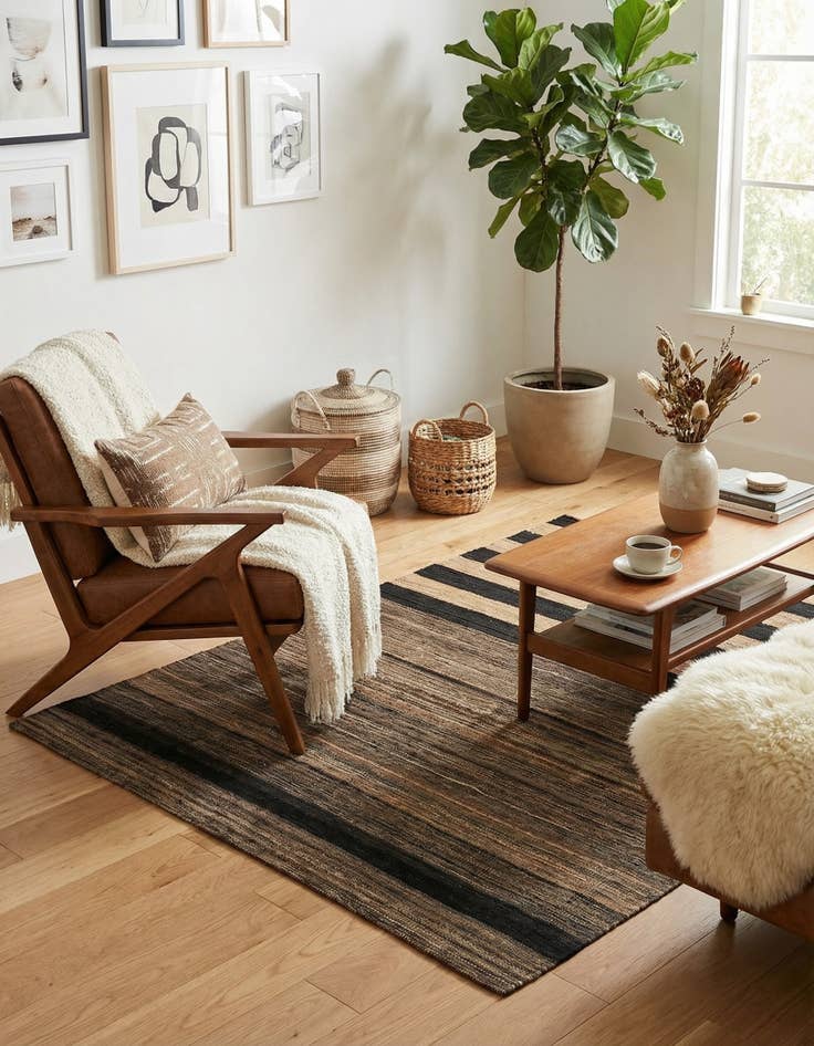 Detail image of 4' 2 x 5' 10  Hand Woven Kilim Modern Wool Rug