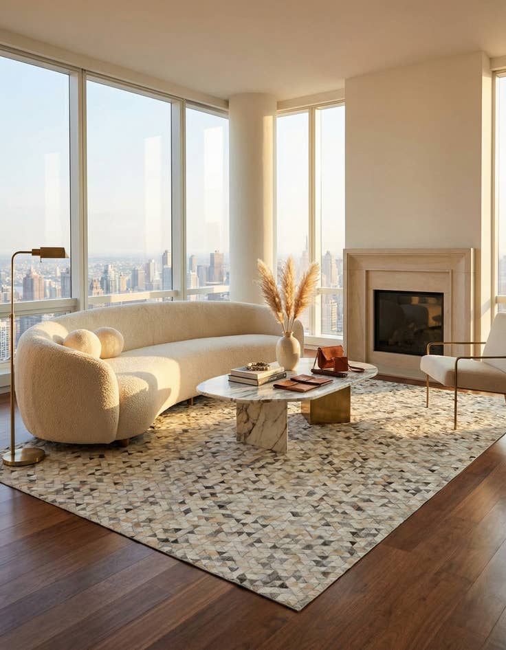 Detail image of  7' 10 x 9' 10 Cowhide Leather Rug