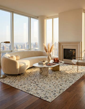 7' 10 x 9' 10 Cowhide Leather Rug