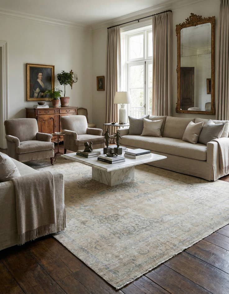 Detail image of  9' 3 x 13'  Hand Knotted Ultra Vintage Persian Wool Rug