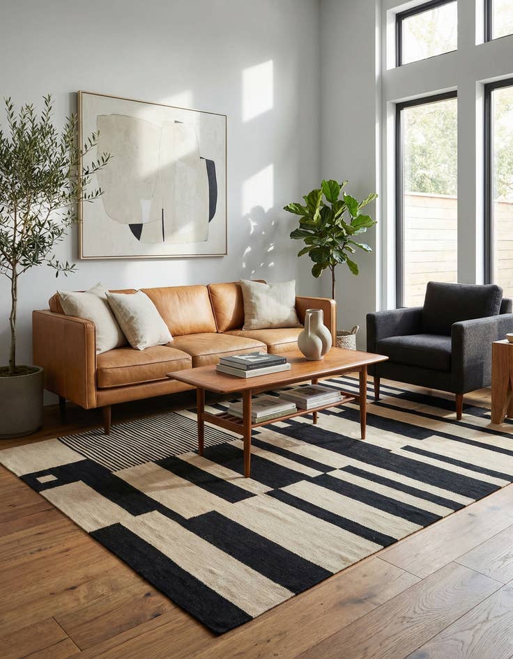 Detail image of 5' 8 x 8'  Hand Woven Kilim Modern Wool Rug