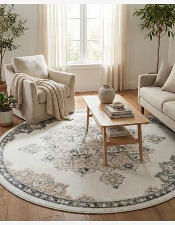 Ivory Parker Round Rug