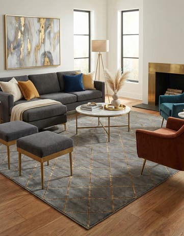Gray and Gold Vogue Geo Rug