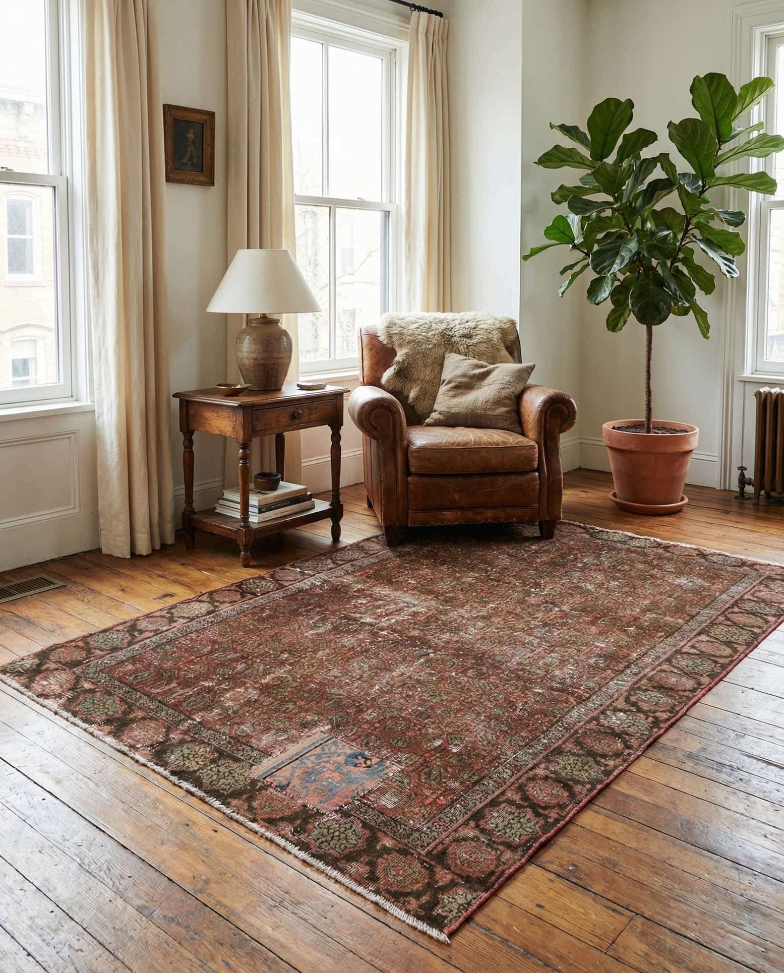 4' x 6' 3 Hand Knotted Ultra Vintage Persian Wool Rug