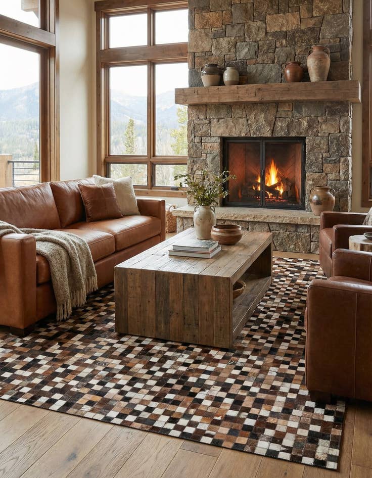 Detail image of  5' x 8' Cowhide Leather Rug