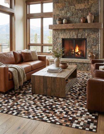 5' x 8' Cowhide Leather Rug