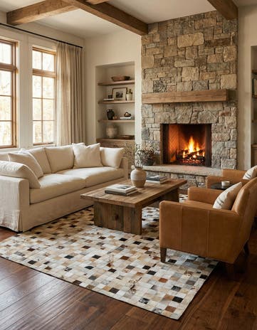 8' x 10' Cowhide Leather Rug