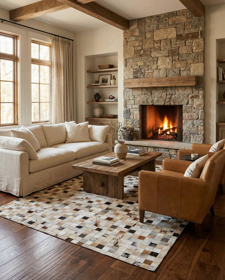 Detail image of 8' x 10' Cowhide Leather Rug