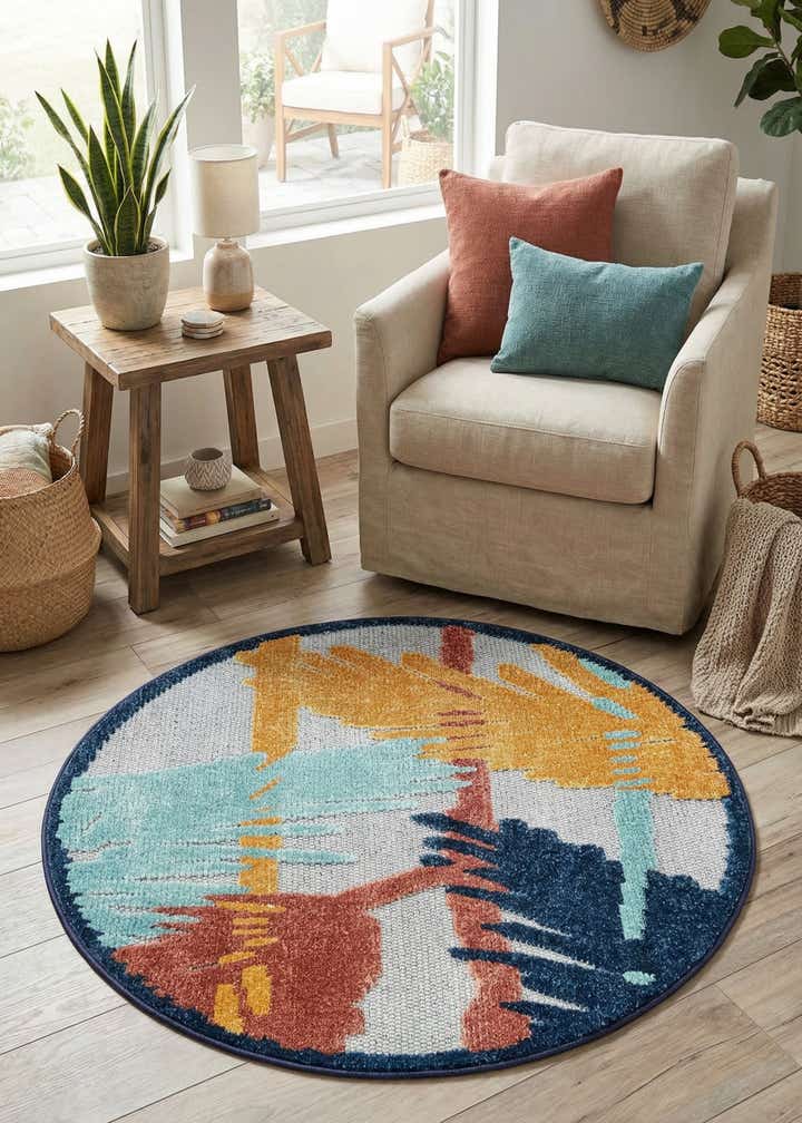 3' 3 x 3' 3 Easy-Clean Belize Indoor / Outdoor Round Rug