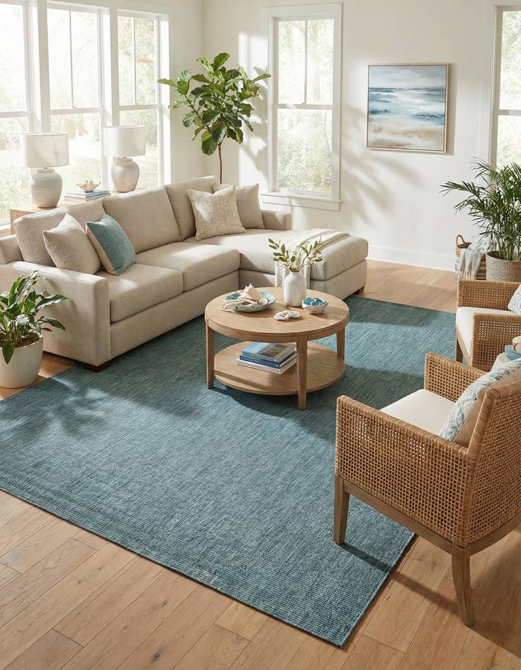 Detail image of 10' x 13' 1  Washable Solid Indoor / Outdoor Rug