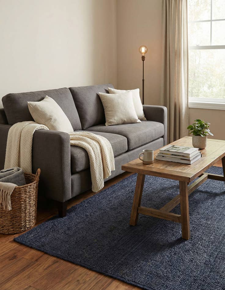 Detail image of 6' 1 x 9'  Hand Braided Jute Rug