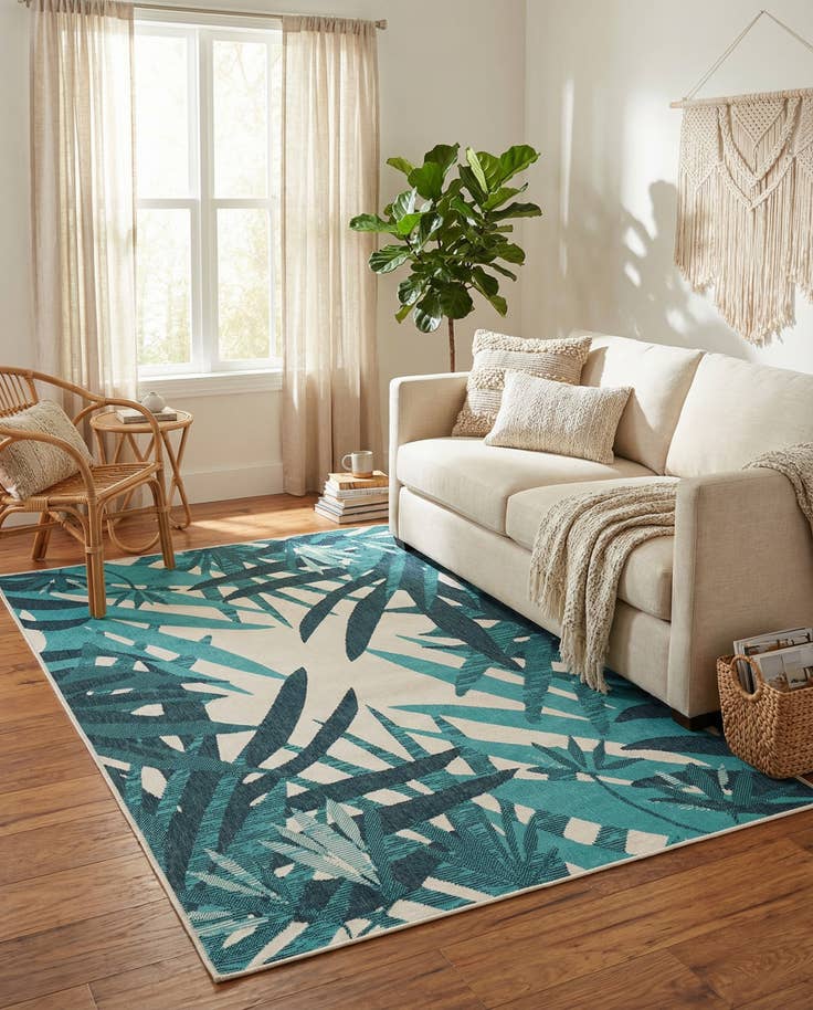 Detail image of 5' x 8' Easy-Clean Botanical Indoor / Outdoor Rug