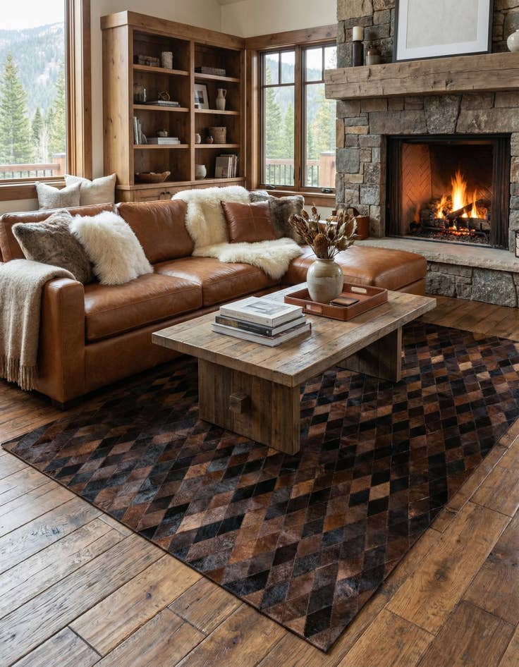 Detail image of 6' 6 x 9' 11 Cowhide Stocks Rug