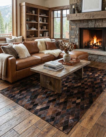 6' 6 x 9' 11 Cowhide Stocks Rug