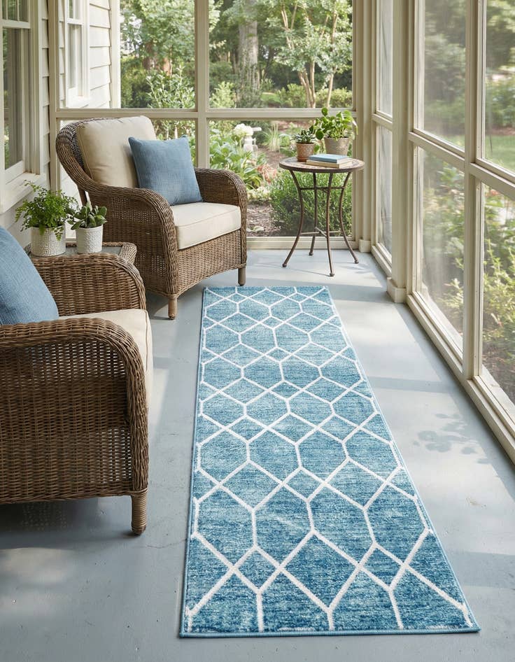 Detail image of  3' x 19' 8 Lattice Trellis Runner Rug