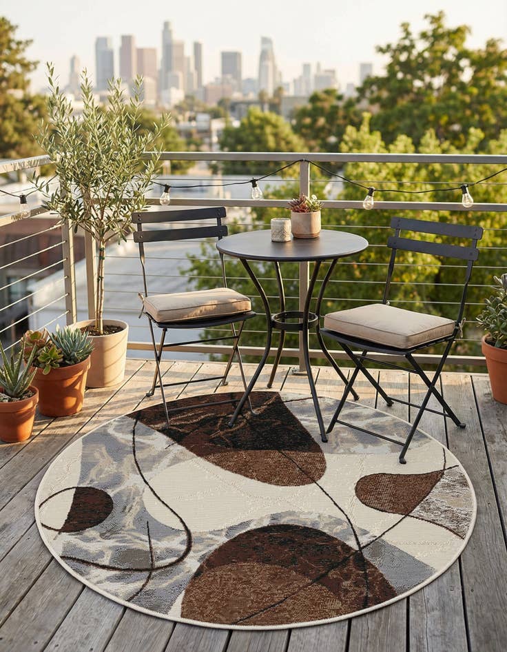 Detail image of 3' x 3'  Washable Modern Indoor / Outdoor Round Rug