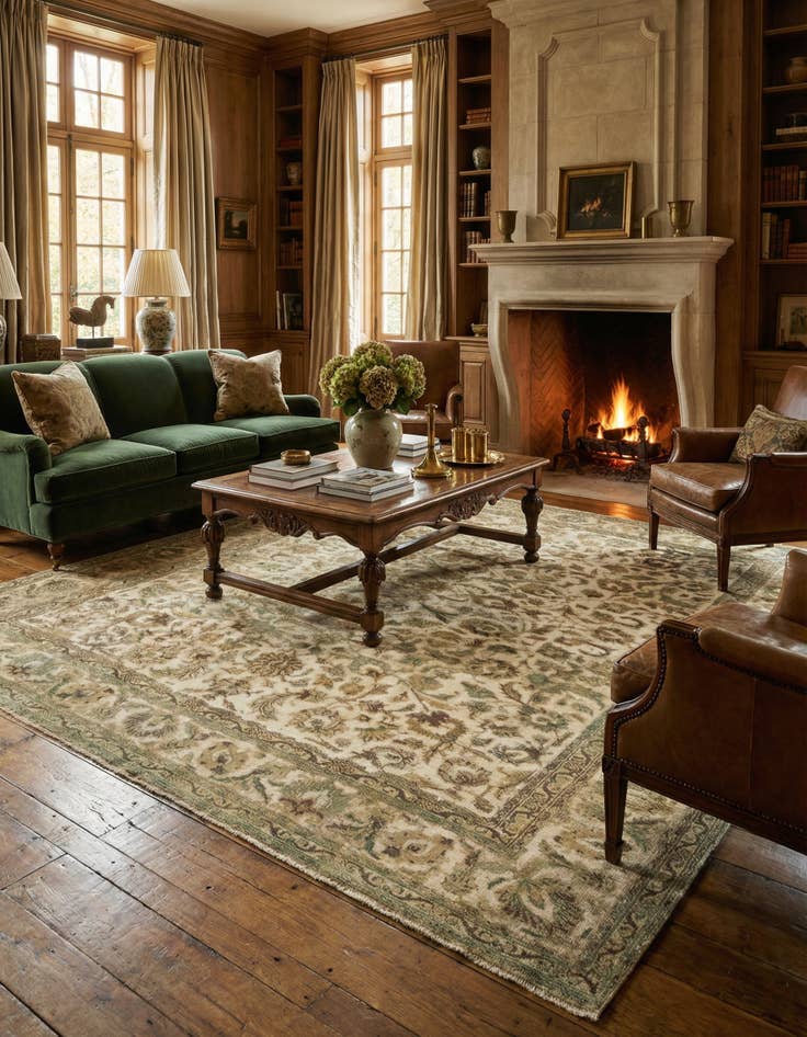 Detail image of 9' 11 x 12' 4  Hand Knotted Vintage Royal Persian Wool Rug