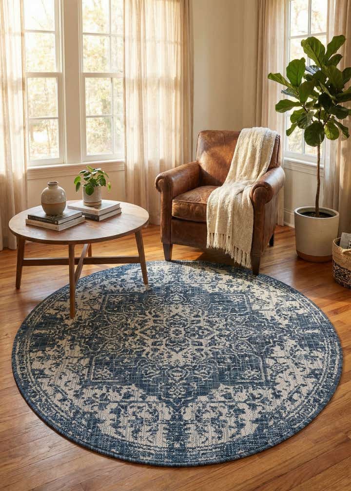 4' x 4' Easy-Clean Jill Zarin Dubai Indoor / Outdoor Round Rug