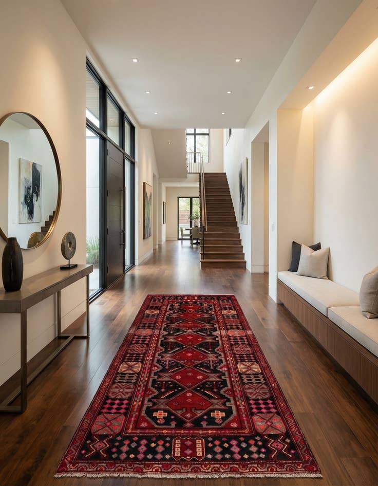 Detail image of 4' 10 x 9' 4 Hamedan Wool Rug