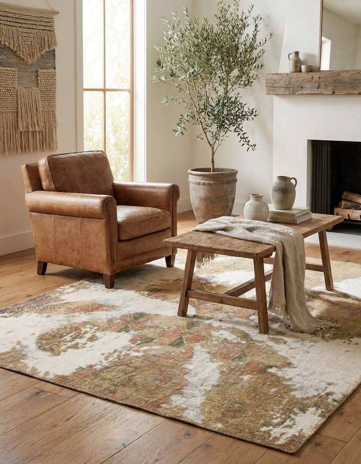 Detail image of 3' 2 x 3' 5  Hand Knotted Ultra Vintage Persian Wool Square Rug