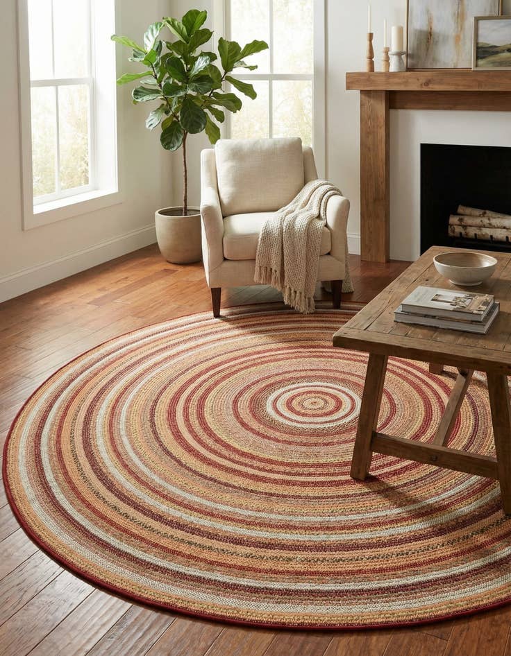 Detail image of 7' x 7'  Washable Baja Indoor / Outdoor Round Rug