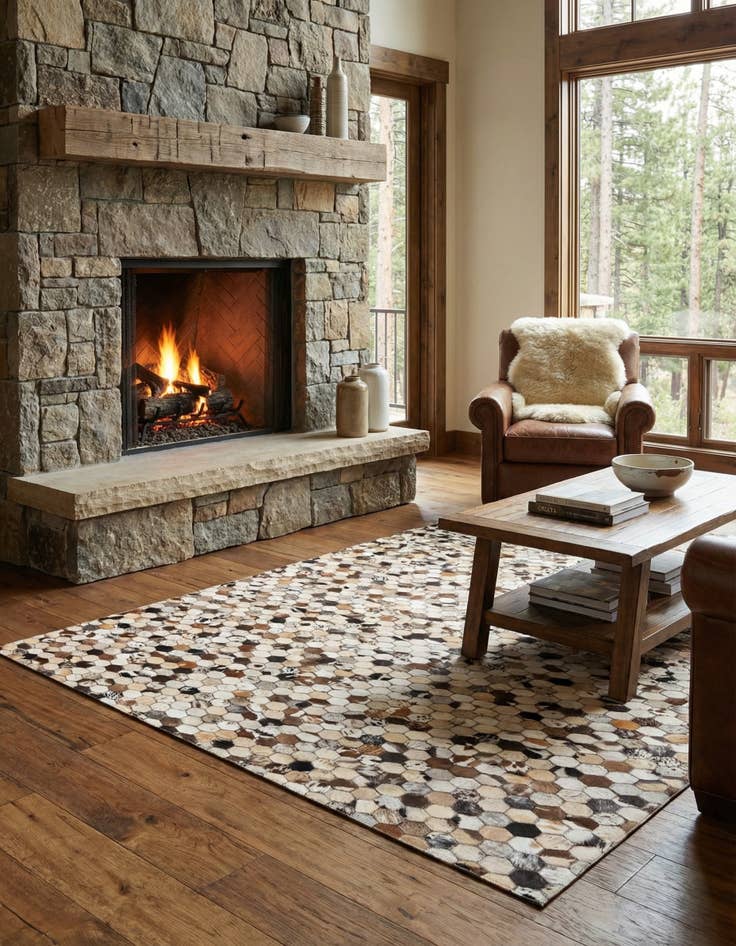 Detail image of  5' 1 x 8' 2 Cowhide Rug