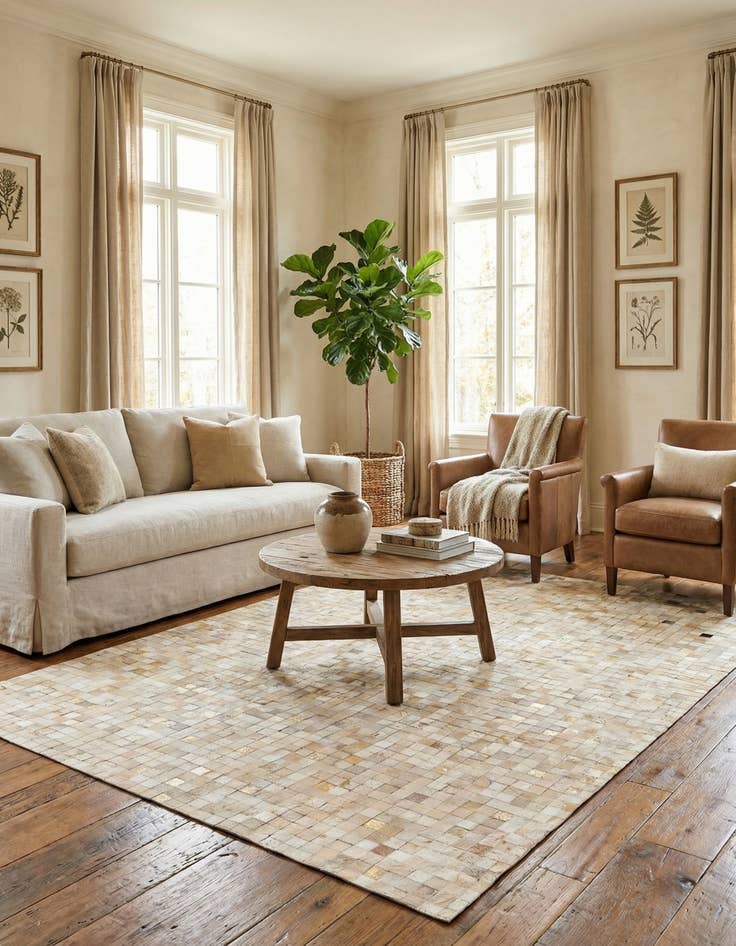 Detail image of 5' 4 x 7' 5 Cowhide Stocks Rug