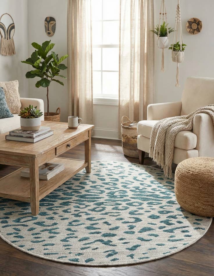 Detail image of  3' x 3'  Washable Safari Indoor / Outdoor Round Rug