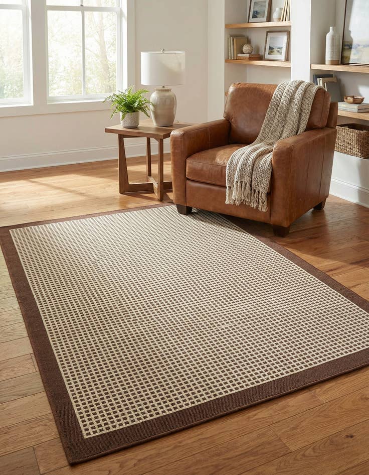 Detail image of 4' x 6'  Washable Border Indoor / Outdoor Rug