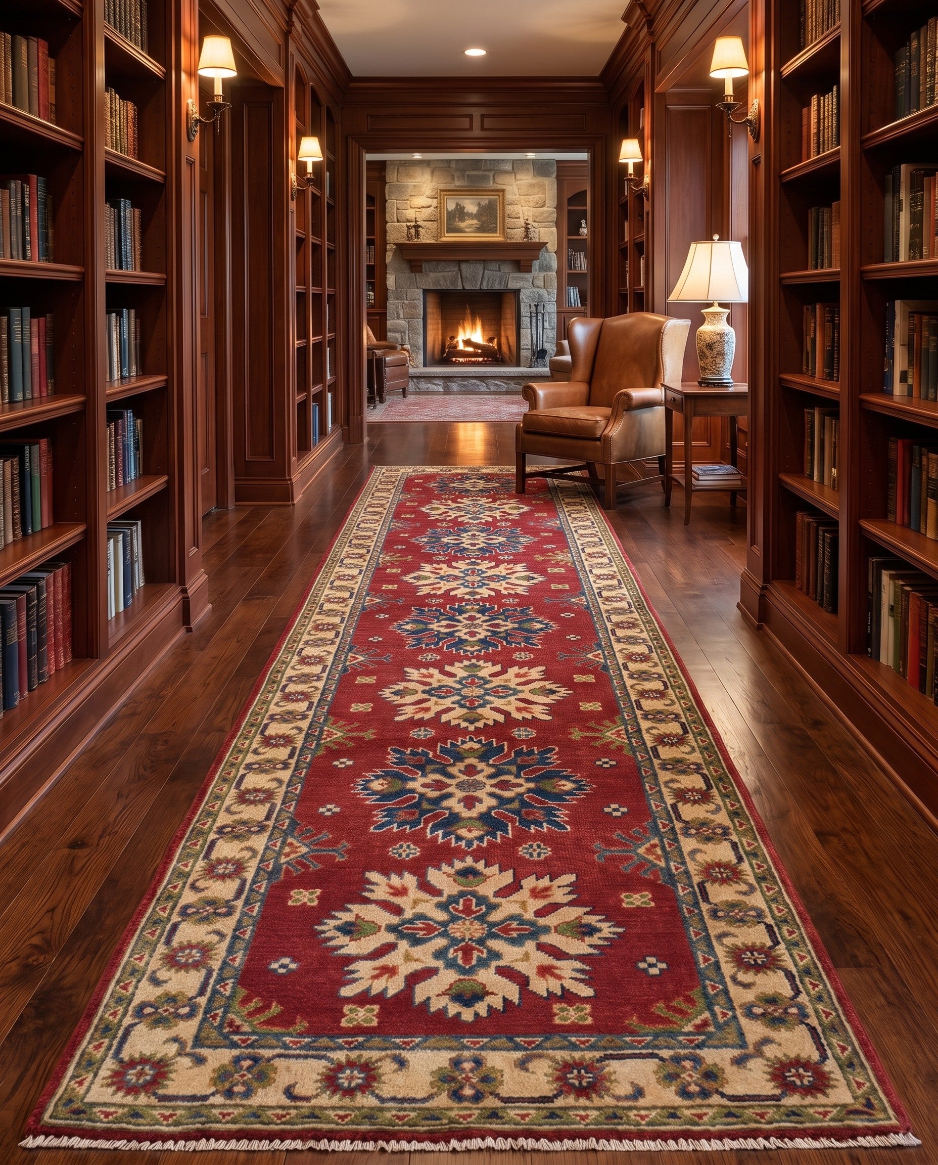 85cm x 345cm Hand Knotted Kazak Runner Rug