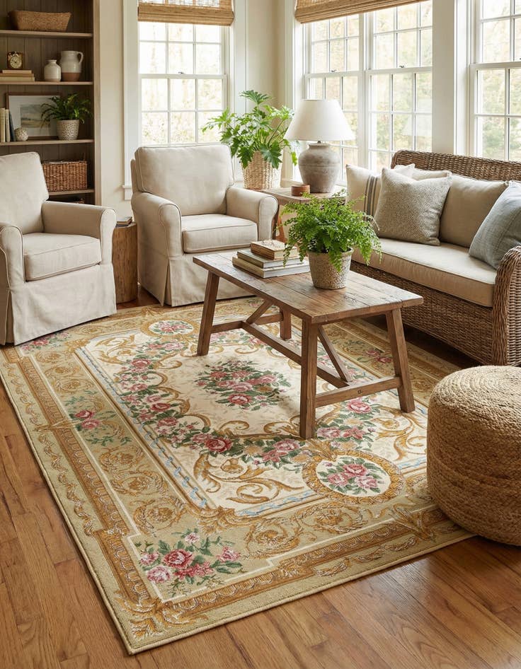 Detail image of  5' x 8'  Washable Traditional Indoor / Outdoor Rug