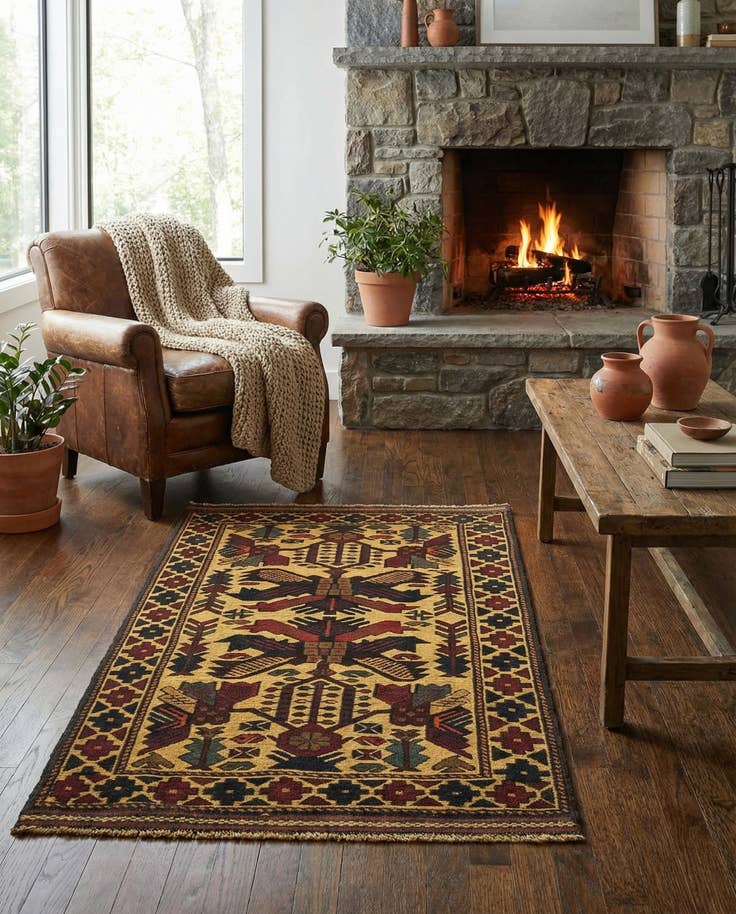 Detail image of 2' 9 x 4' 8 Hand Knotted Sumak Wool Rug