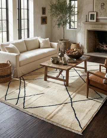 8' x 9' 5 Hand Knotted Moroccan Wool Rug